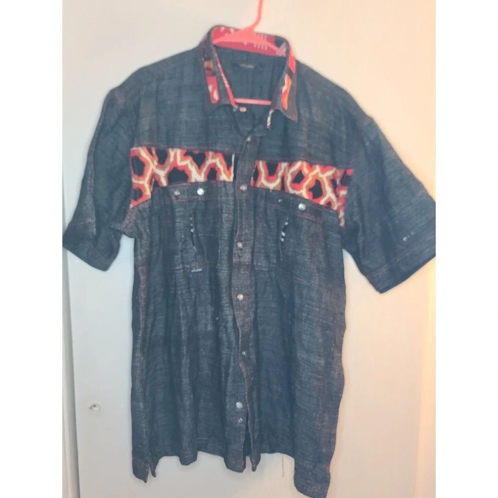 Vintage Mens Mable Button Down Short Sleeve Shirt Metal Buttons XXL Very Nice
